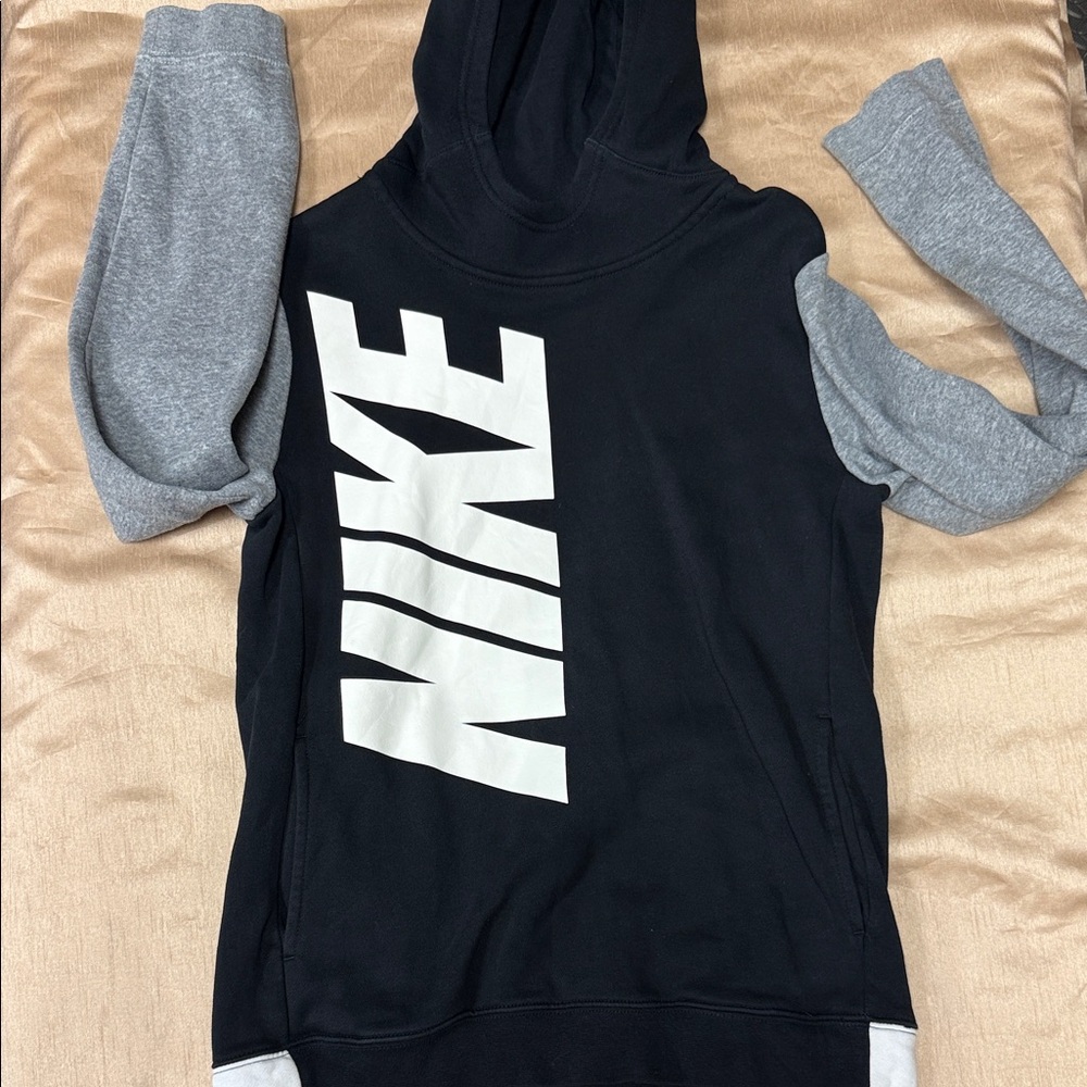 Nike Black and Gray Logo Hoodie
